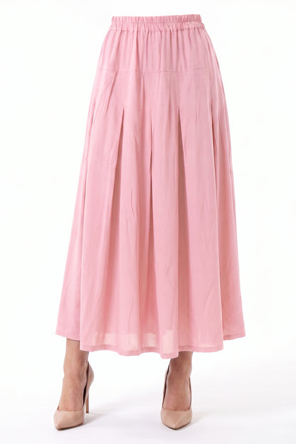 High-Waisted Pleated Linen Skirt with Pockets