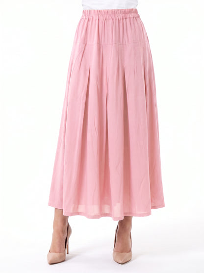 High-Waisted Pleated Linen Skirt with Pockets