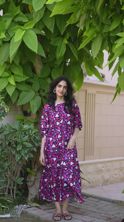Vivid Mosaic Cotton Maxi Design