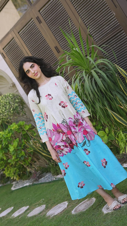 Blooming Waves Cotton Maxi Design