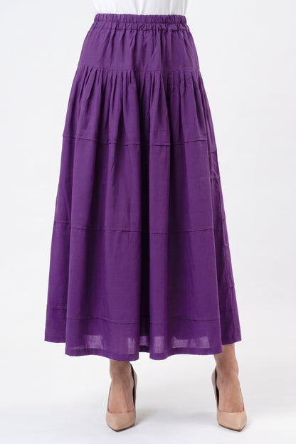 High-Waisted Tiered Linen Skirt with Pockets