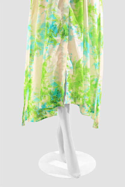 Beach Bliss Abstract Tie and Dye Maxi Dress - Greenish on Beige - Women's Fashion