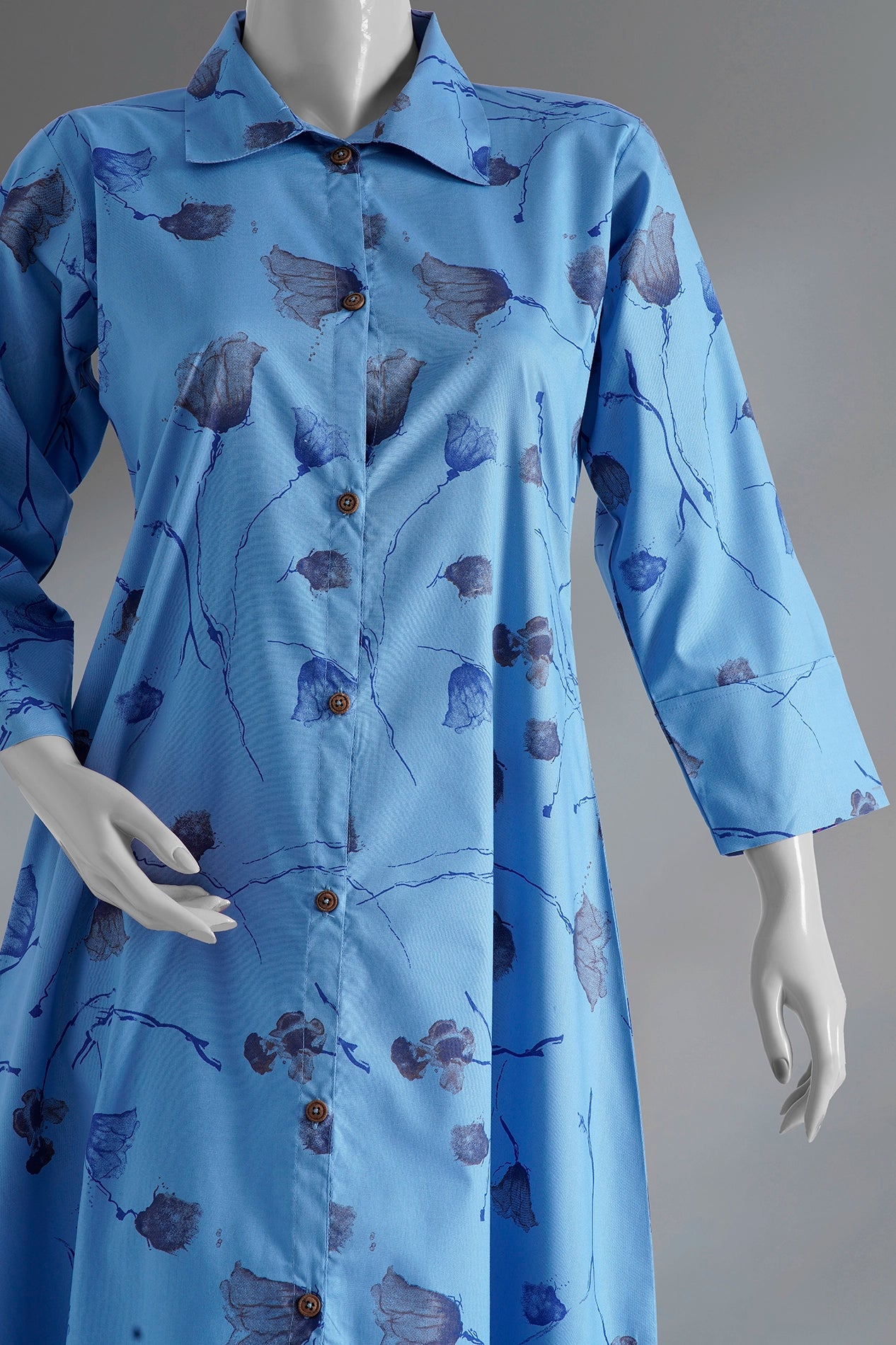 Blue Rose Printed Dress