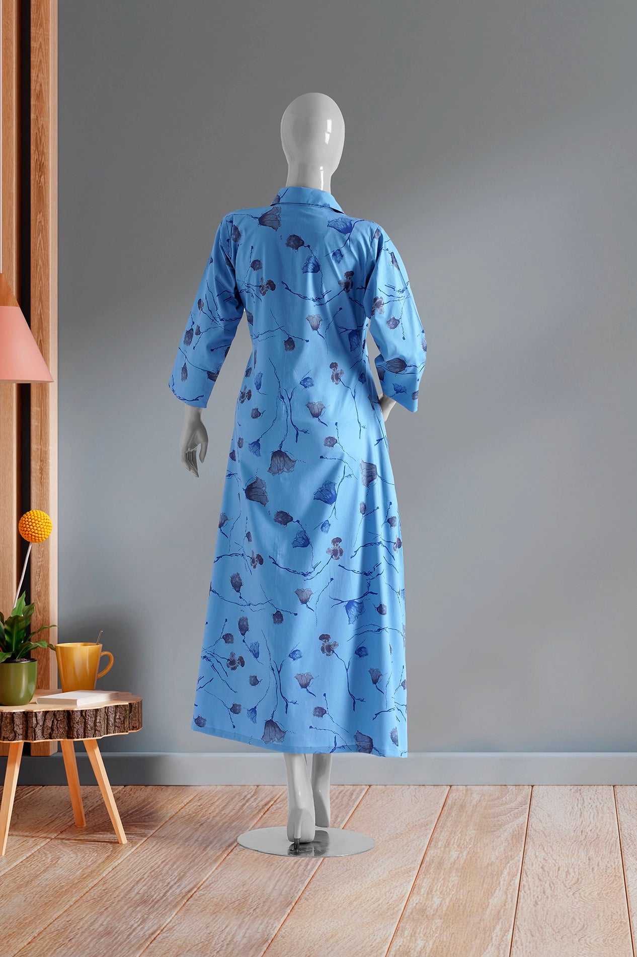 Blue Rose Printed Dress